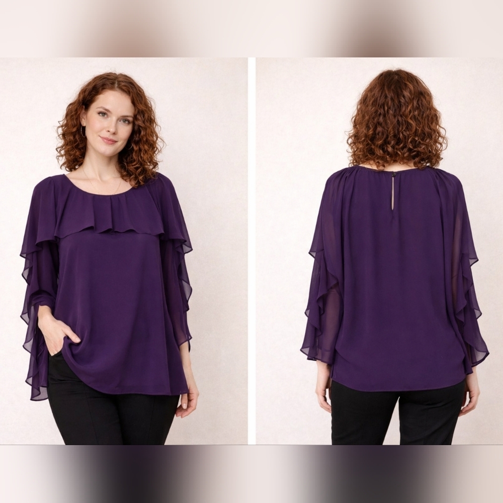 Cupio Women's Feminine Aubergine Blouse -SZL